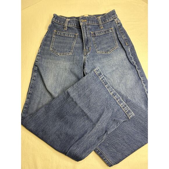 Madewell Perfect Vintage Wide-leg Med Wash Size 27 Petite Jeans Exc. Used Cond. - Picture 1 of 5